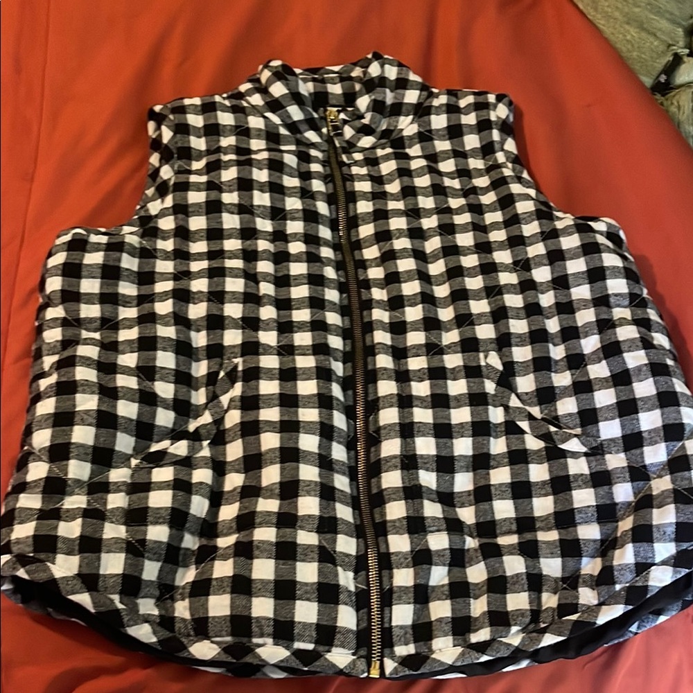 Mud Pie Black and White Checkered Vest